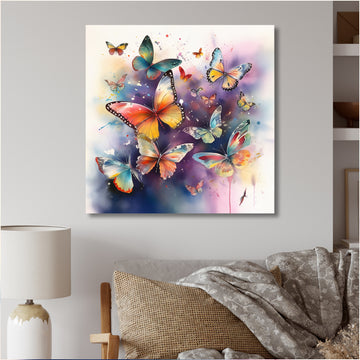 Purple Butterflies In The Air - Butterfly Wall Art Prints